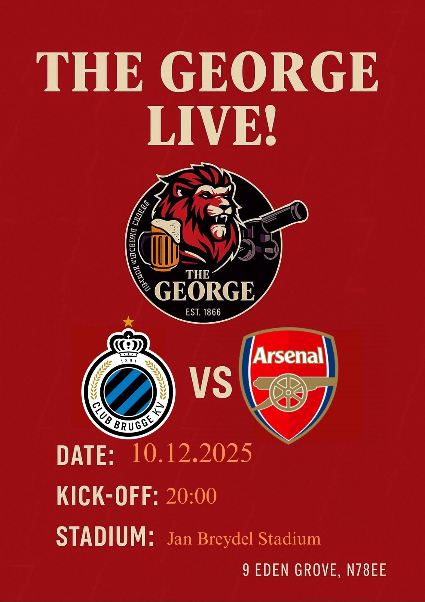 Club Brugge v Arsenal (UCL) Screening